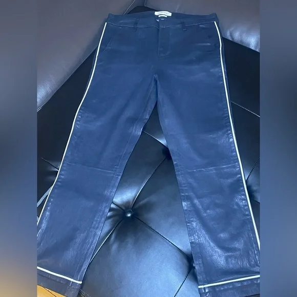 Frame Leather Pants Jumpsuits Frame Navy Blue Leather Pants